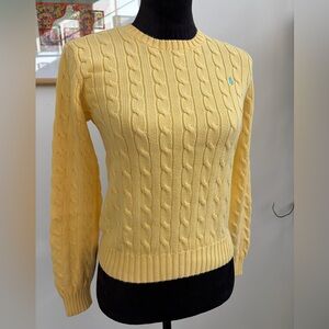 Vintage Ralph Lauren Yellow Cable Knit Cotton Sweater M